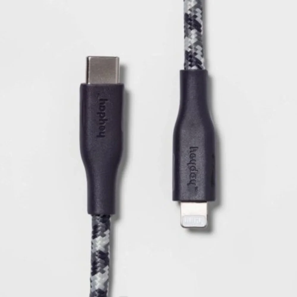 Heyday Lightning to USB-C Fast Charging Cable Braided 10-feet Long Blue Dusk NWT